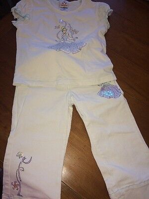 DISNEY STORE Girls CINDERELLA White Capri Pants SHIRT OUTFIT SET Sz Med/large