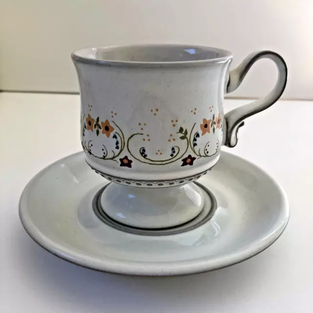 Denby Cup and Saucer Floral Stoneware Cup Footed Tea Coffee England