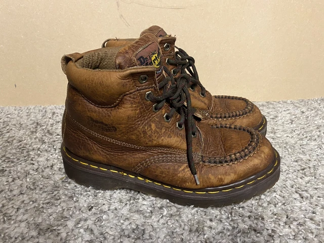 DR MARTENS DOC Boots Brown Leather Vintage Rare Shoes Ankle Boots