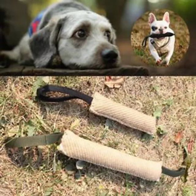 Handles Jute Police Young Dog Bite Tug PlayToy Pet Training Chewing Arm Slee  WB