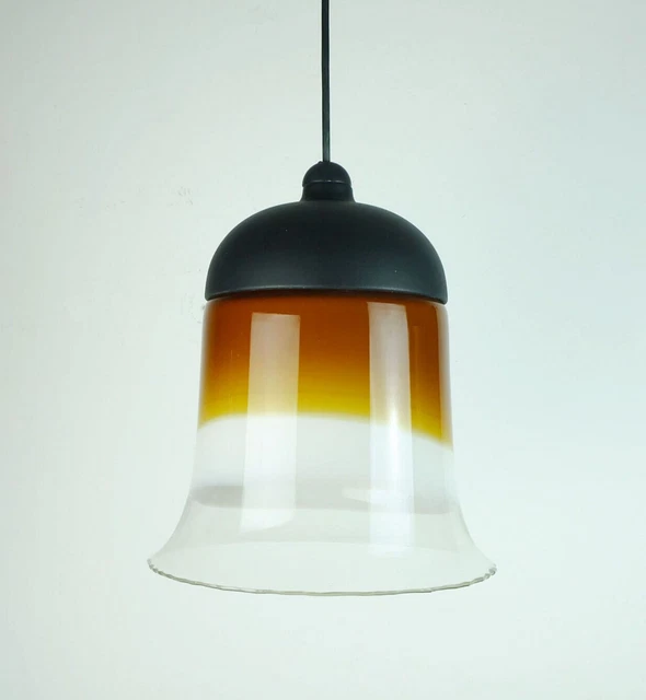 mid century PENDANT LIGHT peill & putzler 70s amber white and clear glass shade mid century PENDANT LIGHT peill & putzler 70s amber white and clear glass shade