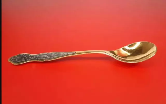Vintage 925 Silver Sugar Spoon Plated With Gold 13 Cm Presentation Nice Rare Art