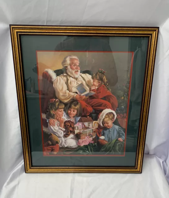 Vintage Home Interiors Picture 14” X 16”  Santa Reading To Children With Toys