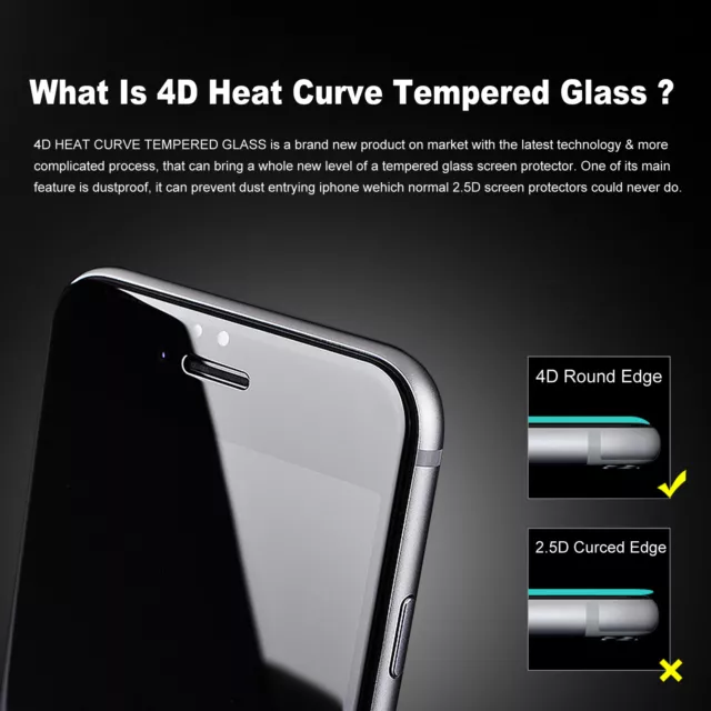 4D Full Cover Tempered Glass Screen Protector For Apple iPhone X 10 8 7 6s Plus 2
