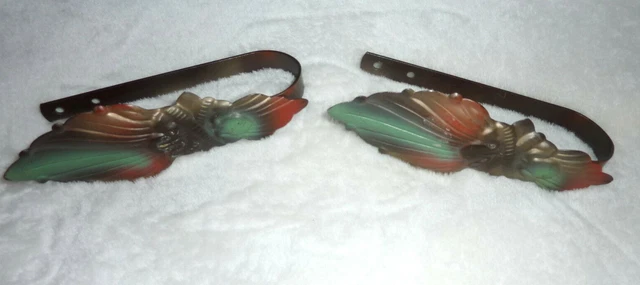 Pair Antique Vintage Metal Curtain Drapery Tie Back Hook Hardware VG++ condition 2