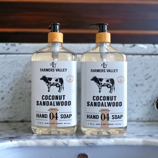 Farmers Valley ~ Coconut Sandalwood Hydrating Hand Soap 24.5 fl oz X2