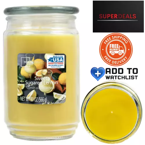 Single Wick Candle Christmas Holiday Jar Large Sweet Sugared Lemon Scented 20 oz