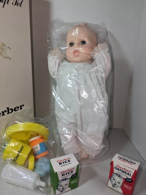 Vintage 1991 Gerber Baby Doll 14" With Feeding Toys Bottle