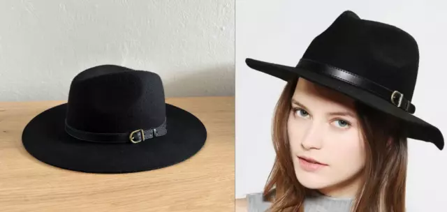 Urban Outfitters Staring at Stars Black Wool Wide Brim Fedora Scout Panama Hat