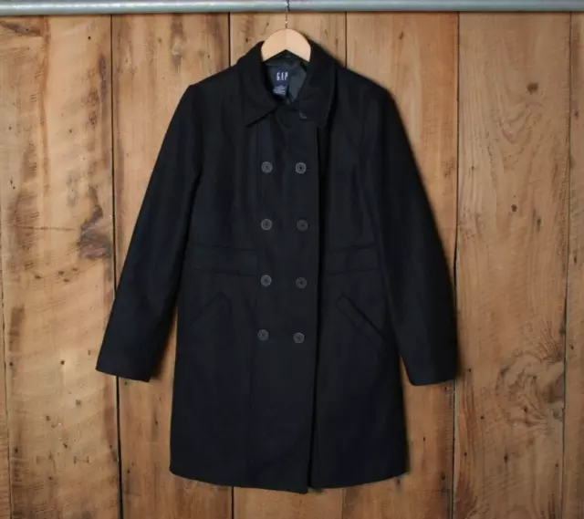 GAP Navy Blue Wool Blend Doubled Breasted Peacoat Women's Sz. M