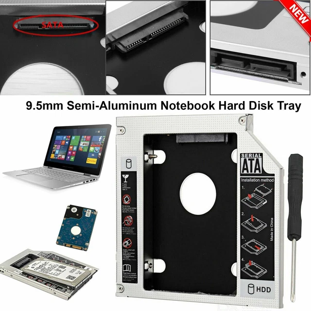 HARD DRIVE CADDY Frame Case 9.5mm SATA 2nd HDD SSD Universal Laptop DVD