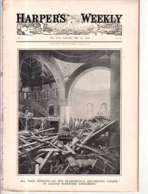 1906 Harpers Weekly May 19 - San Francisco Earthquake - Stanford destruction