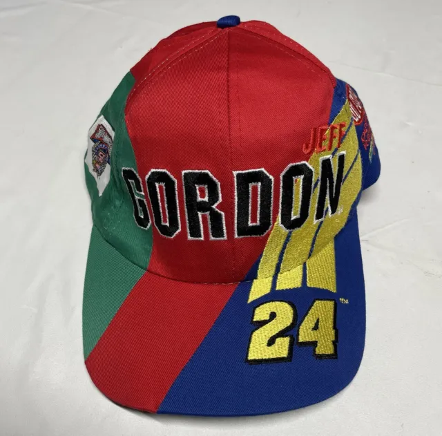 Vintage 90s Jeff Gordon NASCAR SnapBack Hat DuPont #24 Racing Streetwear Hipster