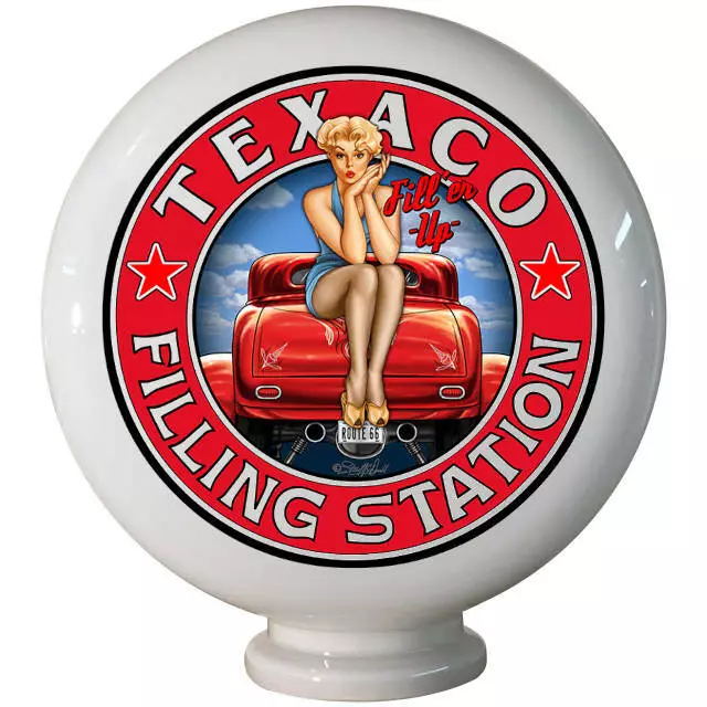 Texaco Gasoline Fill Her Up Pinup Girl Mini Gas Pump Globe, Petrol Memorabilia