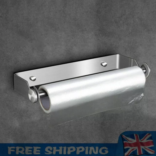 Stainless Steel Kitchen Towel Paper Roll Paper Holder Wall Mounted + screws UK