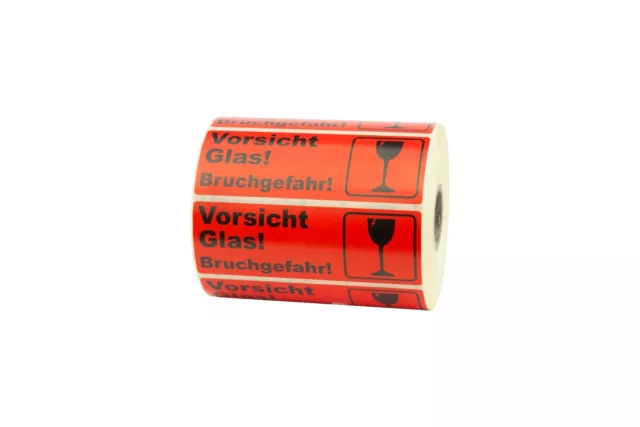 1000 Stück "Vorsicht Glas Bruchgefahr!" Versandetiketten Warnaufkleber 105x37mm