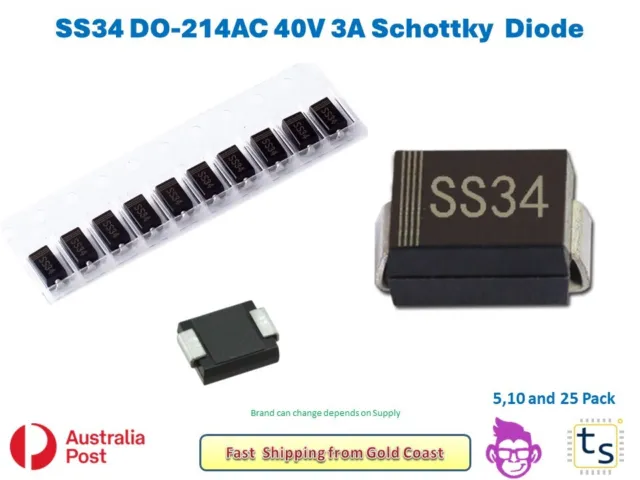 1-25 pack 1N5822 SS34 DO-214AC SMD 40V - 3.0A Schottky Barrier Rectifiers Diode