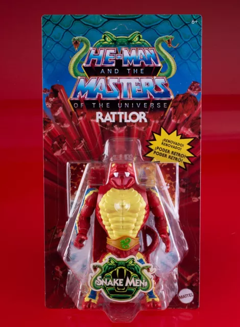 Masters of the Universe MOTU He-Man Origins Rattlor Latin Doppellogo MOSC
