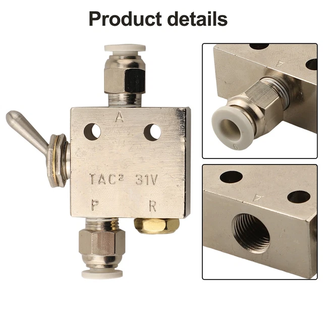 Comprimé Vanne Pneumatique KEMKEY TAC2-31V - 1/8 - 3 Voies 2 Positions - Levier De Rappel - Pour Systèmes Pneumatiques Vanne Commutation Air