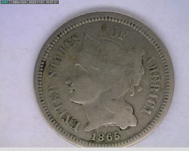 1865 three cent nickel (44-429 11m3)