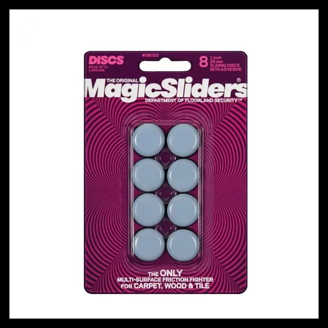 Magic Sliders 8025 Series 8 pack 1" Furniture Glides Round Slide Adhesive Disc