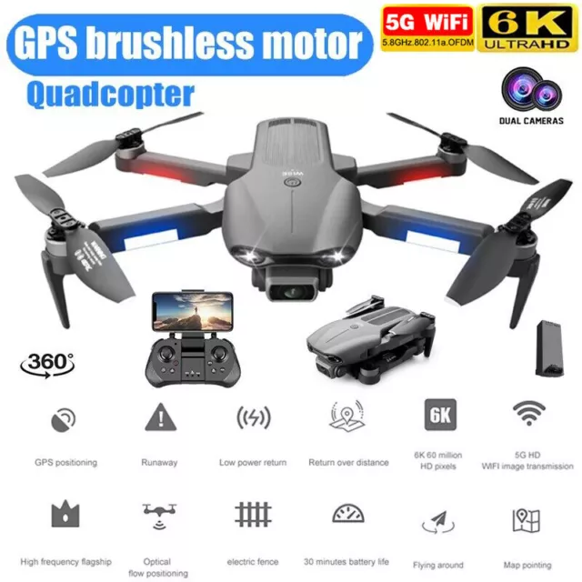 4DRC F9 GPS 5G WIFI FPV Drone 6K HD Dual Camera Foldable Quadcopter 4 Batteries 2