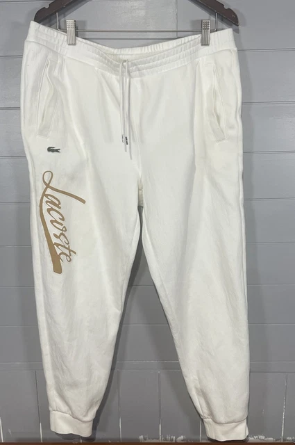 Lacoste Sweatpants Mens XL White Tapered Fit Lounge Croc Logo Joggers Pants