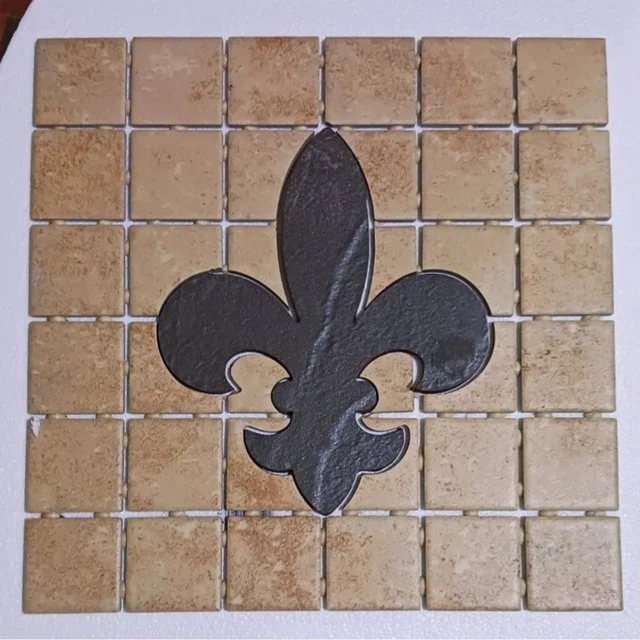 Fleur De Lis Inlay Ceramic Tile Kitchen Backsplash Tan Beige Unique
