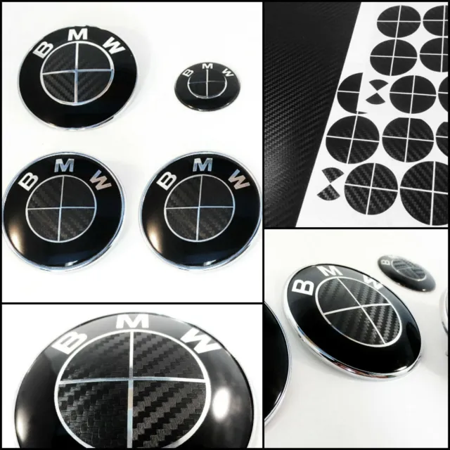 Black & Black CARBON Fiber Roundel Decal - BMW BADGE EMBLEMS Rims Hood Trunk