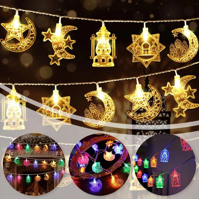 RAMADAN 2024 MOON Star LED String Light EID Mubarak Islam Decor Muslim ...