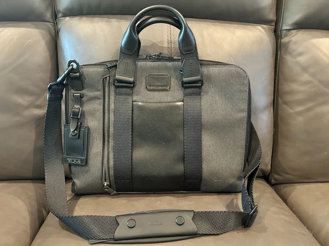 Tumi Alpha Bravo Aviano Slim Brief Nylon & Leather Bag - Graphite