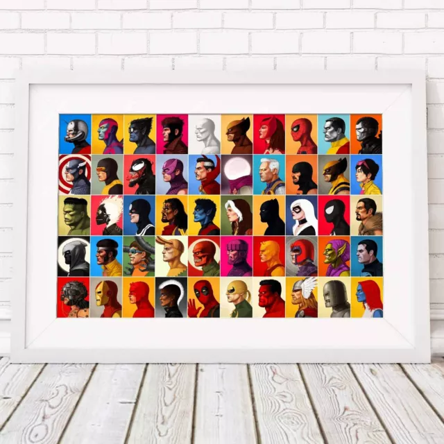RETRO SUPERHEROES - Marvel Poster Picture Print Sizes A5 to A0 **FREE DELIVERY**