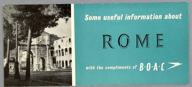 Boac Rome Vintage Airline Brochure 1955 B.o.a.c. Italy