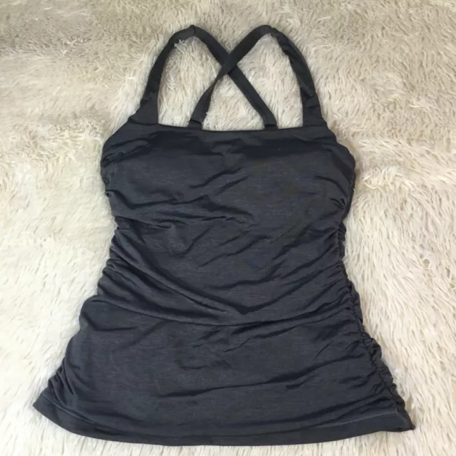 Athleta Womens Swim Tankini Top Size 32 B/C Cup Bronze Black Square Neck Swim