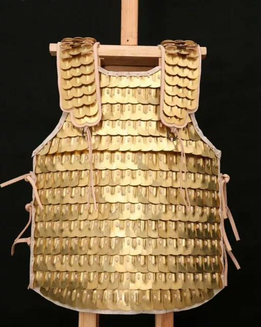 SCA Medieval Knight Breastplate Roman Scale Armor Brass Scale Lamellar Armour