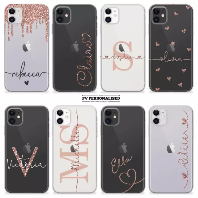 Personalised Phone Case Clear Name Silicone Cover For iPhone 11 12 13 14 15 Pro