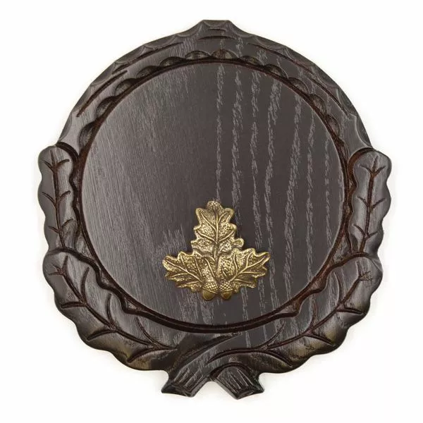 Placa de Jabalí Tallado Oscuro Af 16 CM Con 1 Pieza Hoja Roble Portada Pequeño