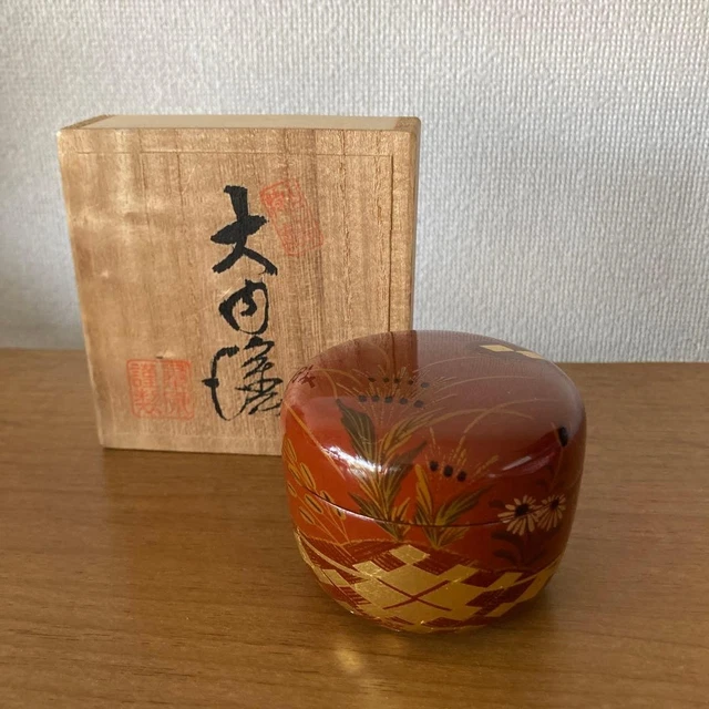 Natsume Japonais Laqué Or – Outil De Cérémonie Du Thé (Chado) – Vintage Original