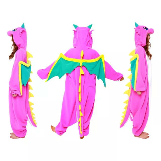 SAZAC Pijama Kigurumi de Dragón Rosa Tamaño Libre Disfraz de Animal para... 2