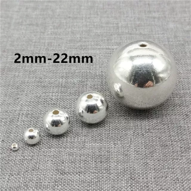 BULK 925 Sterling Silver Plain Seamless Round Ball Beads 2mm to 22mm