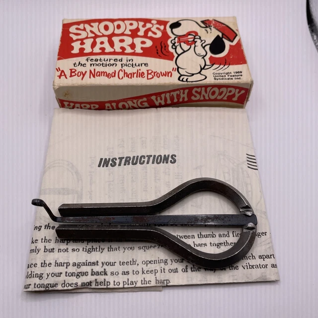 VTG 1969 SNOOPY'S Harp Mouth Jaw Charlie Brown Movie Orig Box Musical