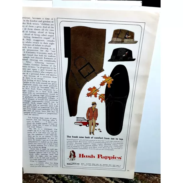 Vintage 1967 Hush Puppies Casual Shoes Ad Original epherma