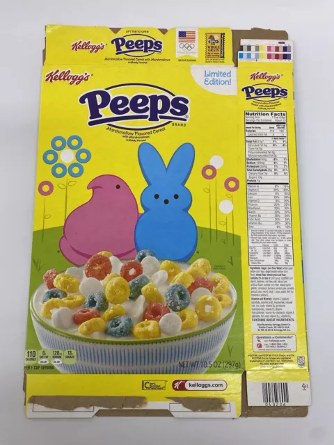 Limited Edition Kellogg Peep Marshmallow Flavored Cereal 10.5oz EMPTY Box