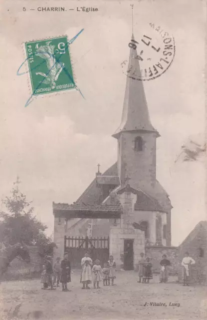 CHARRIN 5 l'église éd vilaire timbrée 1916