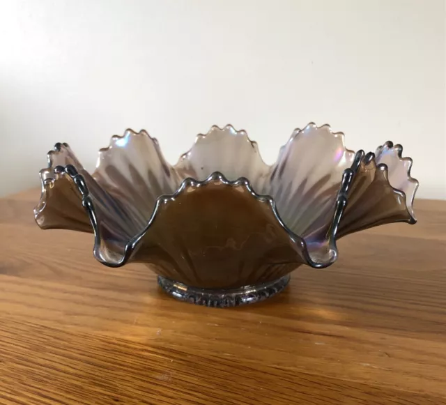 Antique Fenton ? Rays & Star Carnival Glass Bowl Lovely Pale Colour - Lot 21 2