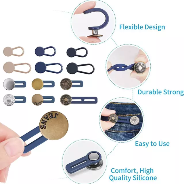 12 Pièces Rallonge de Bouton de Pantalon Rallonge de Bouton de Cou pour