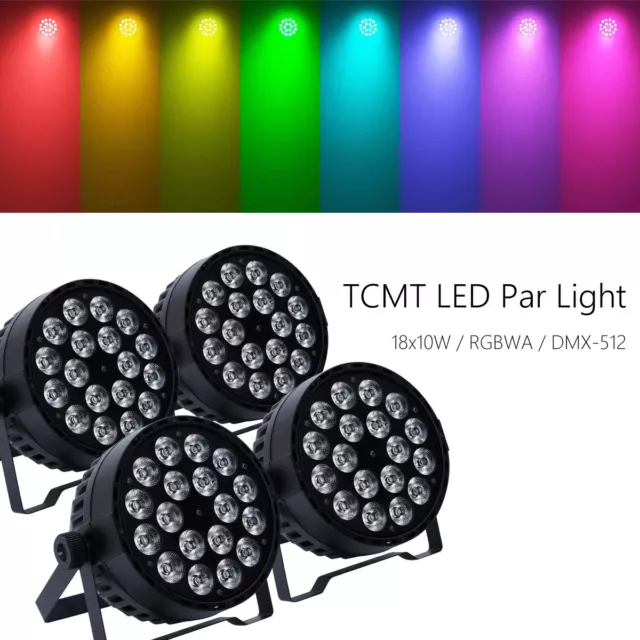 4Pcs 180W RGBWA LED Par Stage Lighting DMX DJ Par Can Light Washer Par 64 Light