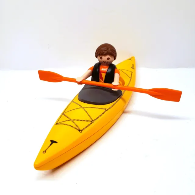 Playmobil 5132 Complete Set Kayak Kayaker Man Life Vest Oar Paddle