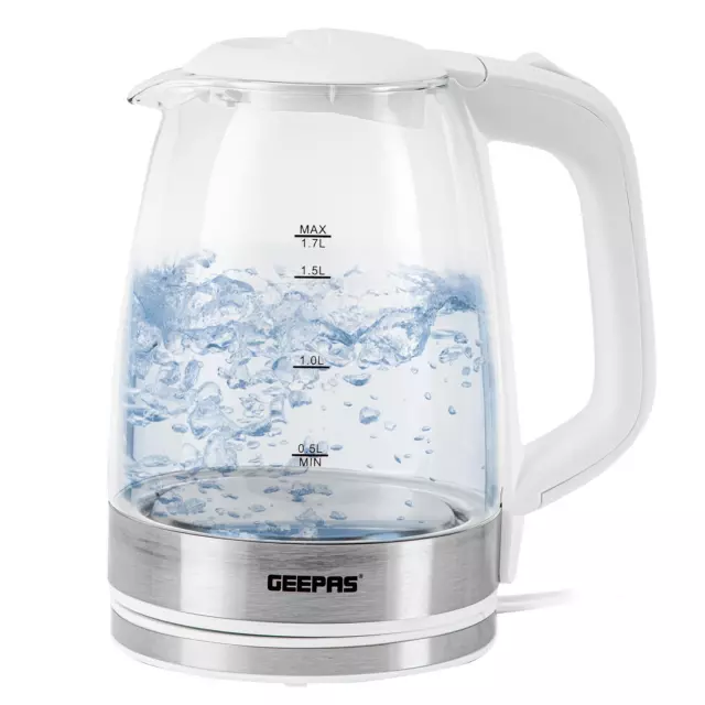 Electric Blue LED Illuminating Glass Jug Kettle Cordless 1.7L 2200W Tea Kettle