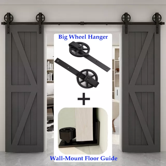 Sliding Barn Door Hardware Kit 6FT/6.6FT/8FT for Single/Double Doors Big Wheel